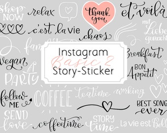 100+ Instagram sticker | Basic 2 | Story Sticker | Words | Lettering