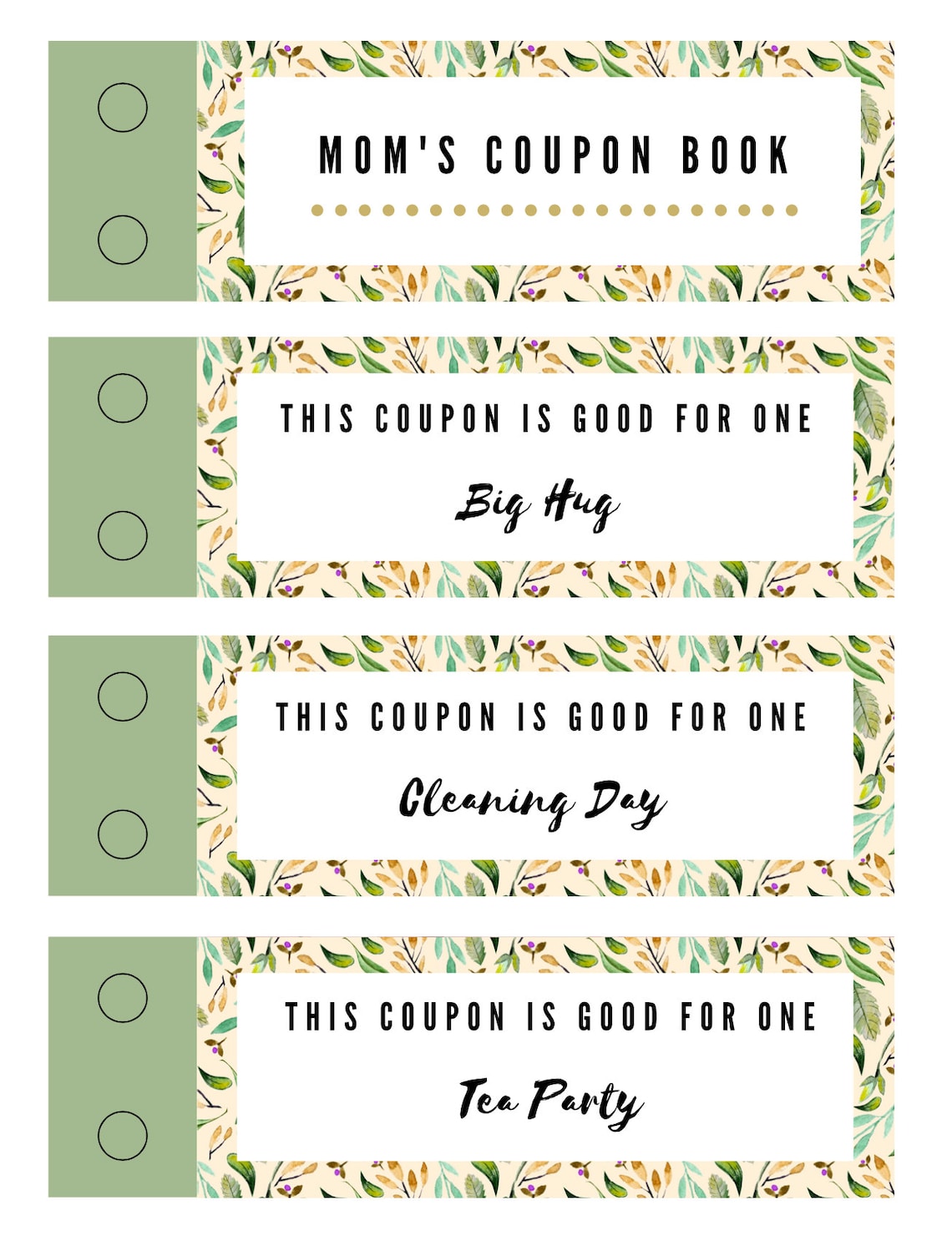 Mom's Coupon Book Digital File Printable Birthday | Etsy