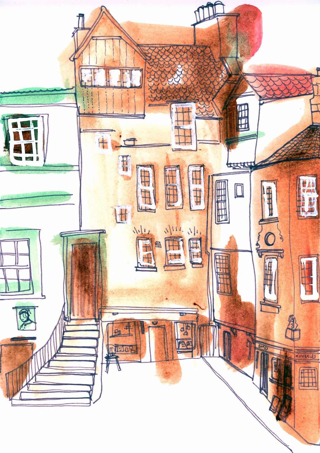 EDINBURGH ROYAL MILE Original Painting Mixed Media Painting Edinburgh Old Town, Scotland