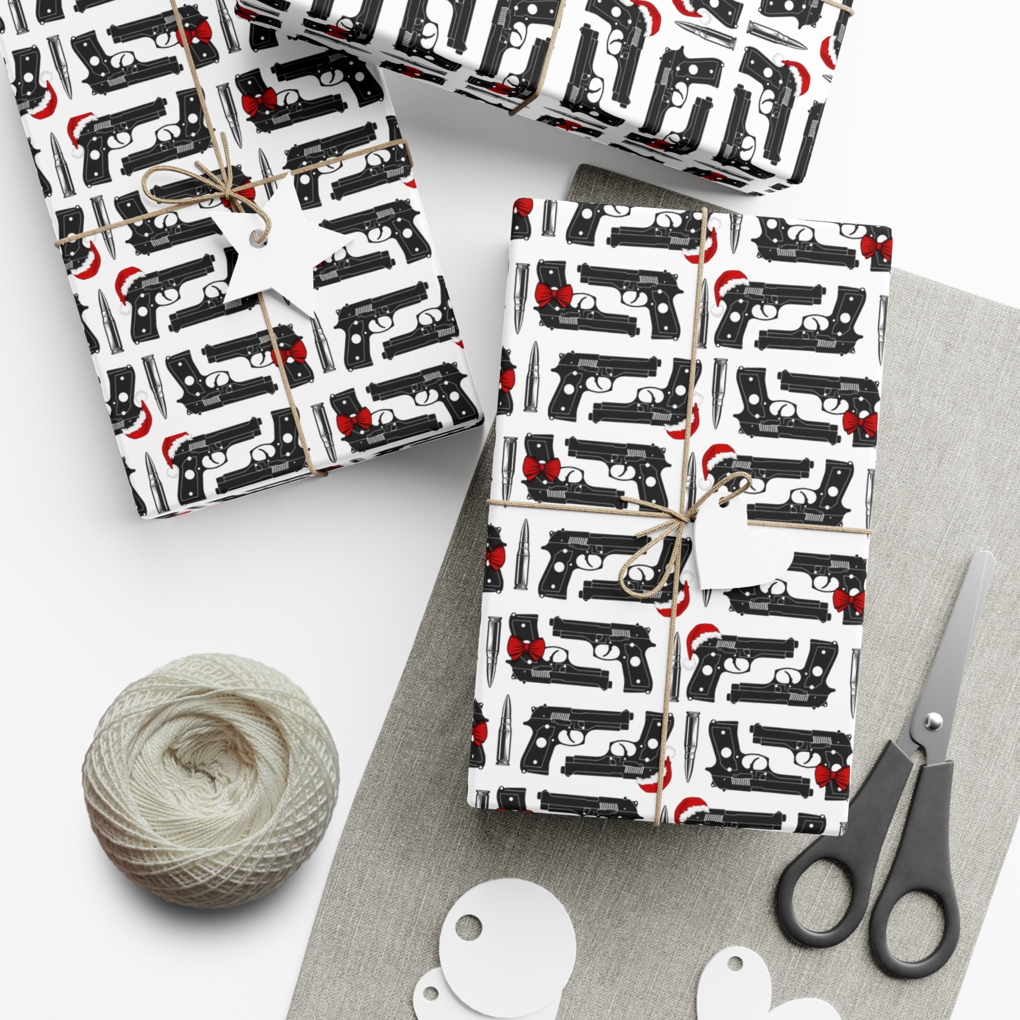 Manly Christmas Guns Wrapping Paper Tough and Festive Firearmthemed