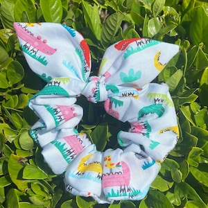 Happy Cartoon Alligators Gators Scrunchie