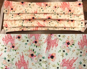 Princess Floral Magical Kingdom Theme Park Castle Soft Cotton Face Mask Covering