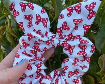 Scrunchie Made using Licensed Disney Minnie Mouse Bows Fabric