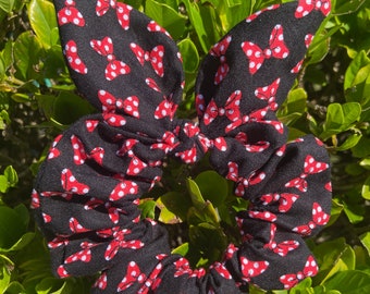 Scrunchie Made using Licensed Disney Minnie Mouse Bows Fabric