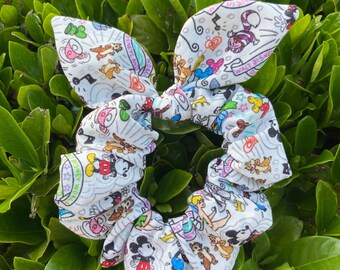 Theme Park Sketch Art Castle, Balloons Scrunchie