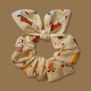 Dachshund, Fall Autumn Sweater Weather Dogs Scrunchie
