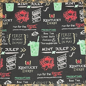 Derby Day Mint Julep Pocket Square Made with Licensed Kentucky Derby Fabric, Soft Cotton