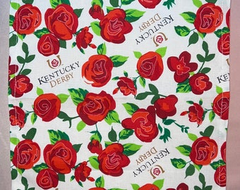 Derby Day Roses Pocket Square Made with Licensed Kentucky Derby Fabric, Soft Cotton