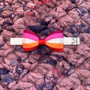 Soft Cotton Adjustable Pre-Tied Lesbian Pride Flag Bow Tie
