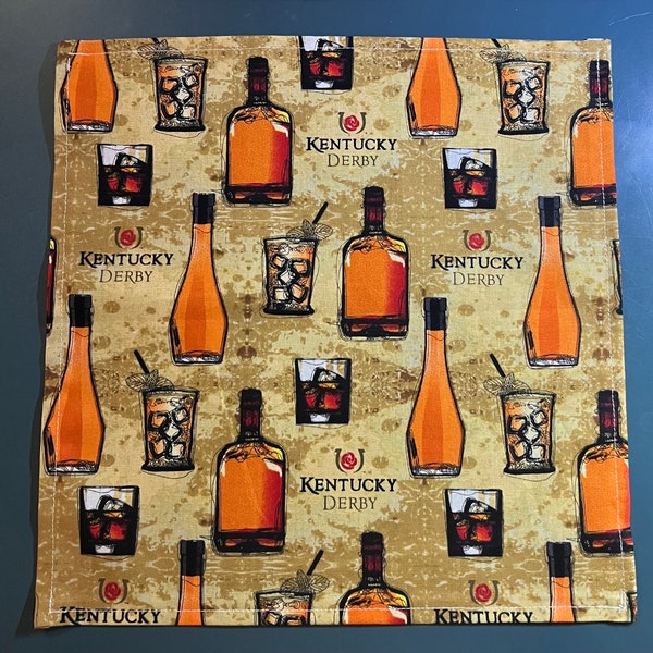 Derby Day Bourbon Pocket Square Made with Licensed Kentucky Derby Fabric, Soft Cotton