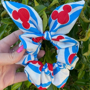 Sailing Flag Mouse Ears, Theme Park Cruise Line Scrunchie