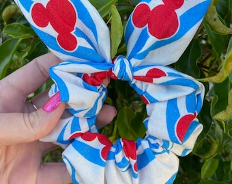 Sailing Flag Mouse Ears, Theme Park Cruise Line Scrunchie