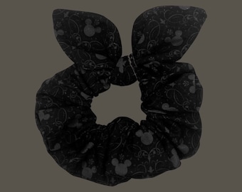 Scrunchie Made with Licensed Disney Mickey Head Haunted Mansion Wallpaper Fabric