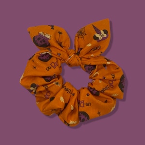 Scrunchie Made with Licensed Disney Mickey and Minnie Mouse Halloween Fabric