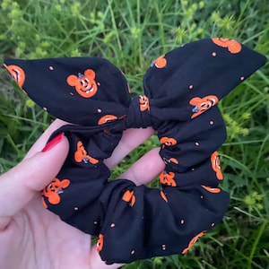 Disney Scrunchie Made with Licensed Disney Mickey Mouse Halloween Pumpkins Fabric