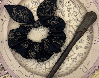 Scrunchie Made with Licensed Harry Potter Hogwarts Crest Fabric
