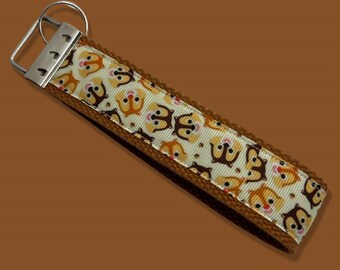 Keychain Made with Licensed Disney Chip and Dale Ribbon Wristlet