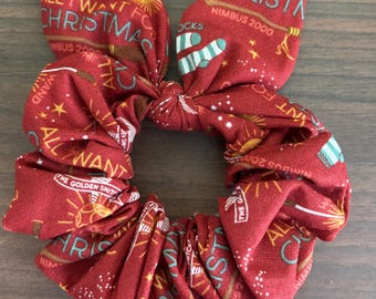 Scrunchie Made with Licensed Harry Potter Nimbus Holiday Fabric