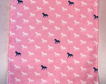 Pink Derby Day Horses Pocket Square Made with Licensed Kentucky Derby Fabric, Soft Cotton