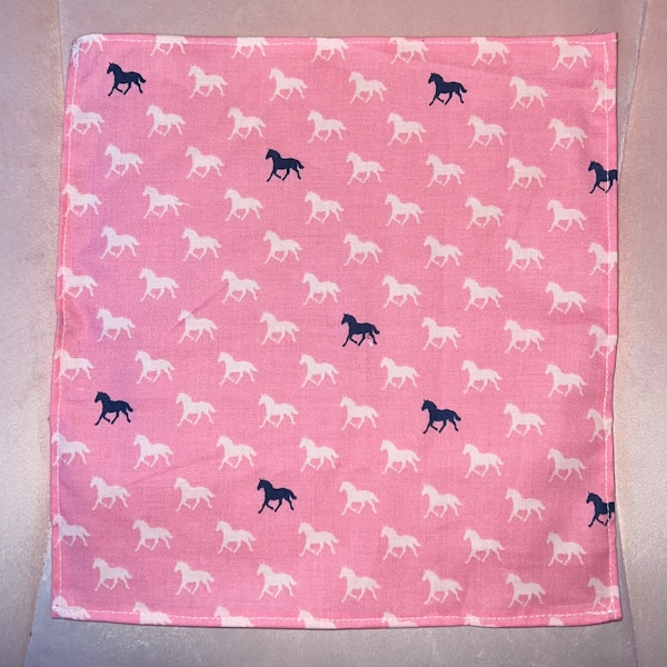 Pink Derby Day Horses Pocket Square Made with Licensed Kentucky Derby Fabric, Soft Cotton