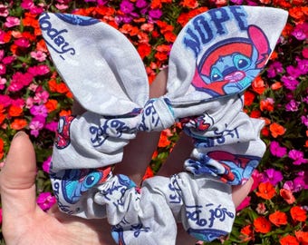 Scrunchie Made with Licensed Disney Lilo and Stitch Nope Not Today Fabric