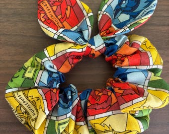 Scrunchie Made with Licensed Harry Potter Houses Hogwarts Windows Fabric