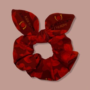 Derby Day! Scrunchie Bow Hair Tie Made with Licensed Kentucky Derby Fabric, Soft Cotton