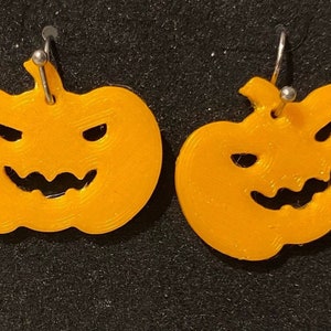 Spooky Season Halloween Pumpkin Jack O Lantern Black Orange or Glow in the Dark 3d Printed Earrings