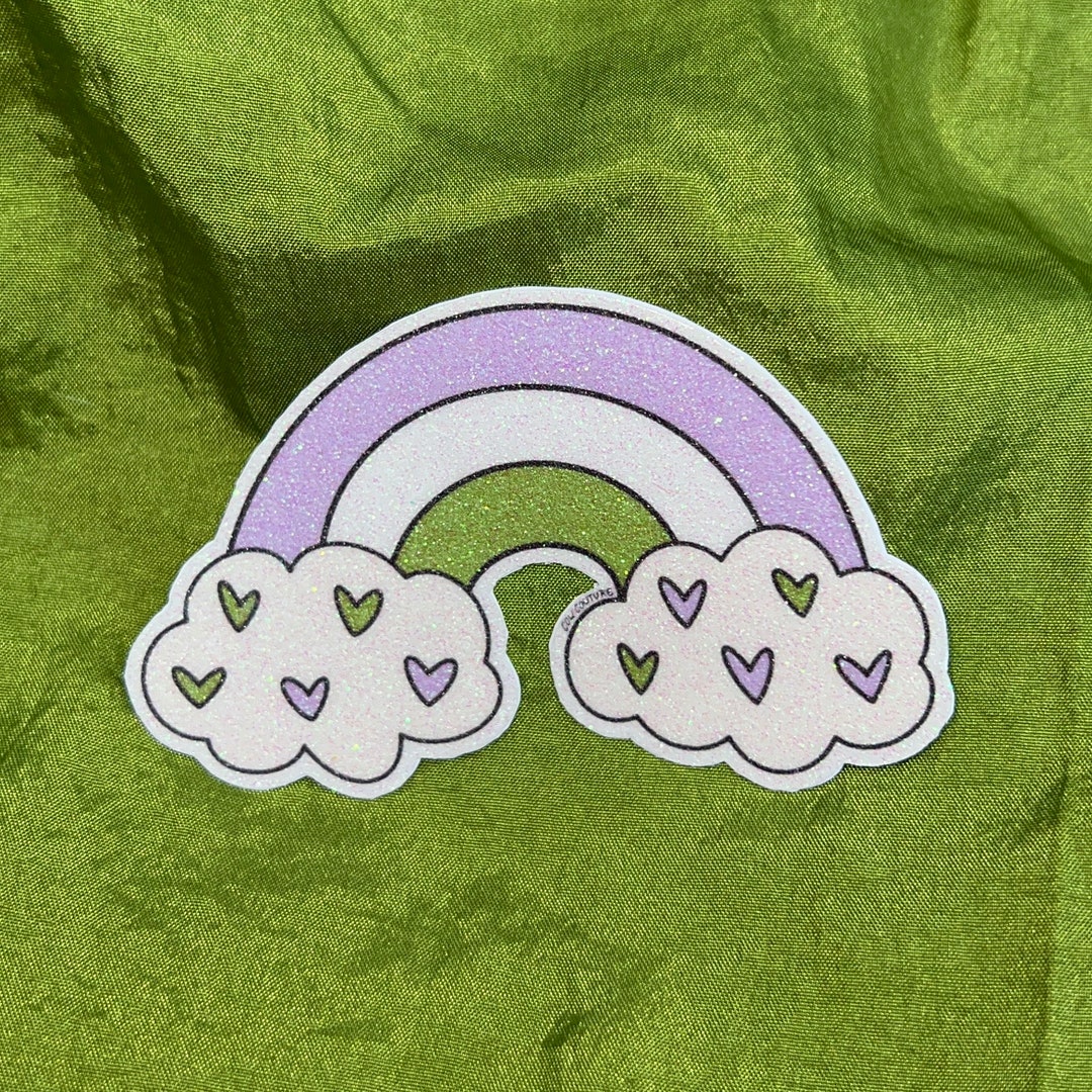 Glitter Genderqueer Pride Flag Rainbow Sticker, Thecaityperry X ...