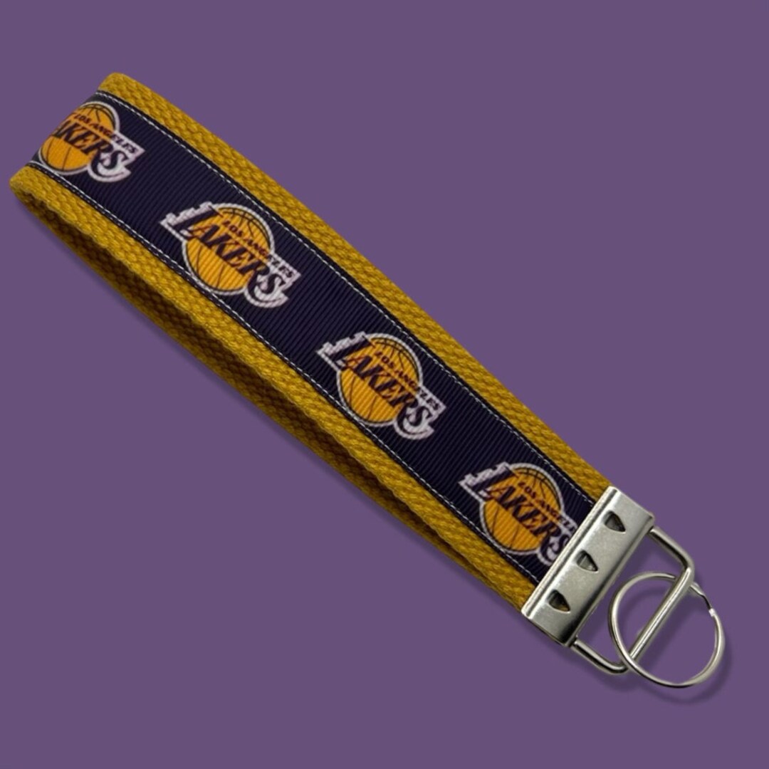 Keychain Made With Licensed LA Los Angeles Lakers Ribbon Wristlet Etsy
