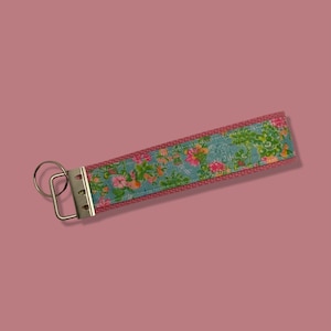 Tropical Summer Mouse and Friends, Castle and Hibiscus Flowers Keychain Wristlet