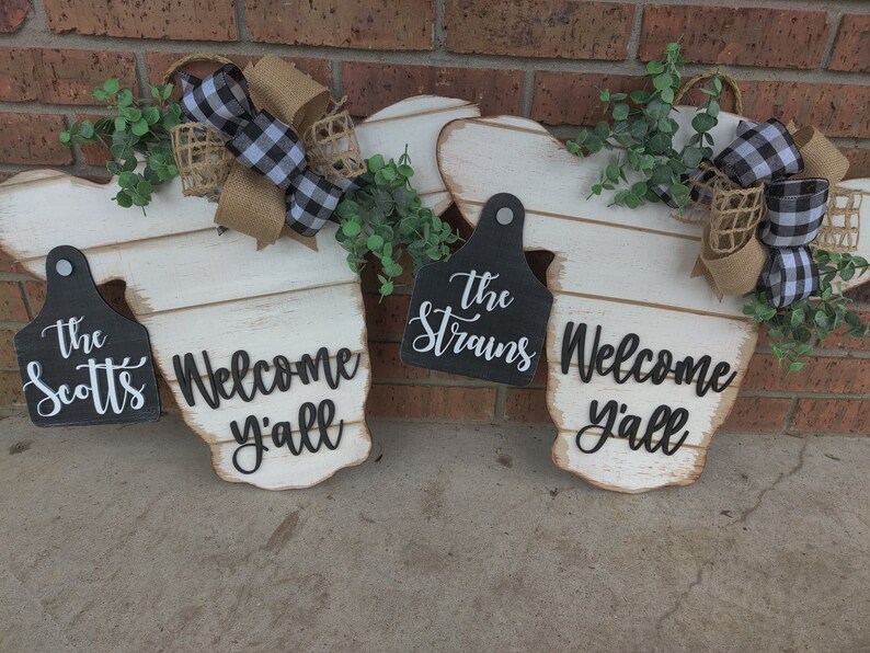 Cow Head | Personalized Door Sign | Farm Hanger | Housewarming | Gift | Country Decoration | Rustic | Welcome | Mothers Day | 3D | Custom