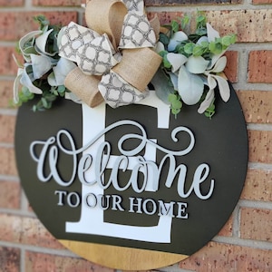Initial Hanging Sign | Door Hanger | Housewarming Gift | Year Round Sign | Wreath | Rustic |Monogram | Front Door Decoration | Welcome Home