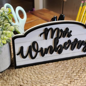Name Plaque | Pen | Holder | Organizer | Desk | Teacher | Appreciation | Principal School Personalized Shiplap | Gift Box |Secretary Pencil