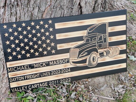 Engraved Day Cab Semi Truck Flag | Engraved Flags | Christmas Gift 