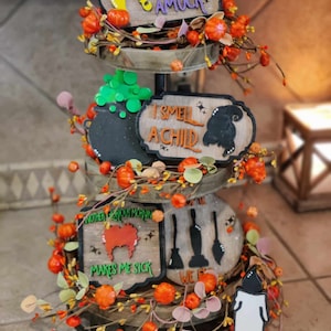 Witch Tier Tray Set | Halloween | Home | Witch Sister Set Fall | Mini Signs | Handmade Decor | Autumn | I Smell Children