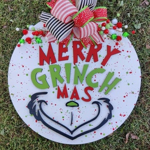 DIY Merry Grinch Mas | Christmas | Doorhanger | Sign | Housewarming | Who | Holiday | Festive | Decorations