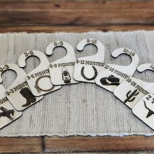 Western Country Baby Closet Clothes Dividers | Custom Gifts | Baby Shower | Nursery | Cowboy | Rustic | Wood Laser Cut Engraved Organization