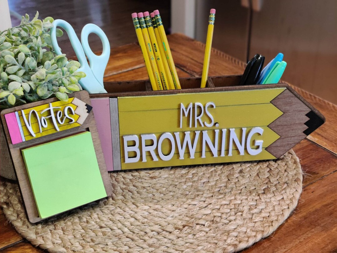 Desk Organizer Gift Set Pen Holder Custom Teacher Appreciation Sticky