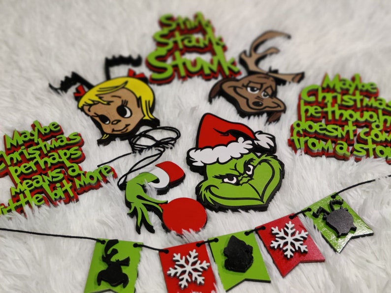 Grinch Tier Tray Set Christmas Decoration Whimsical Max - Etsy