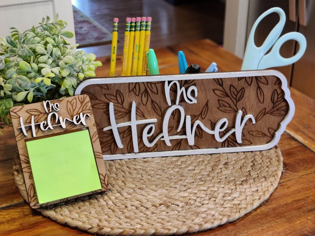 Desk Organizer Gift Set Pen Holder Custom Teacher Appreciation Sticky