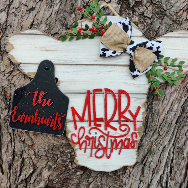 Christmas Cow Door Hanger Etsy