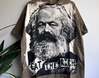 Karl Marx T-shirt | Eat The Rich | Marxism | AOP | All Over Print | Handmade | Size XL | 1 of 1 | Anarchy | Politics | Philosopher | Vintage
