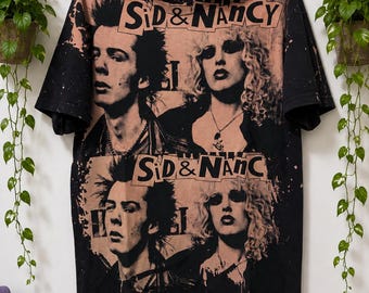 Sid and Nancy Punk T-Shirt: Hand-Printed Grunge Graphic, 90s Band Tee