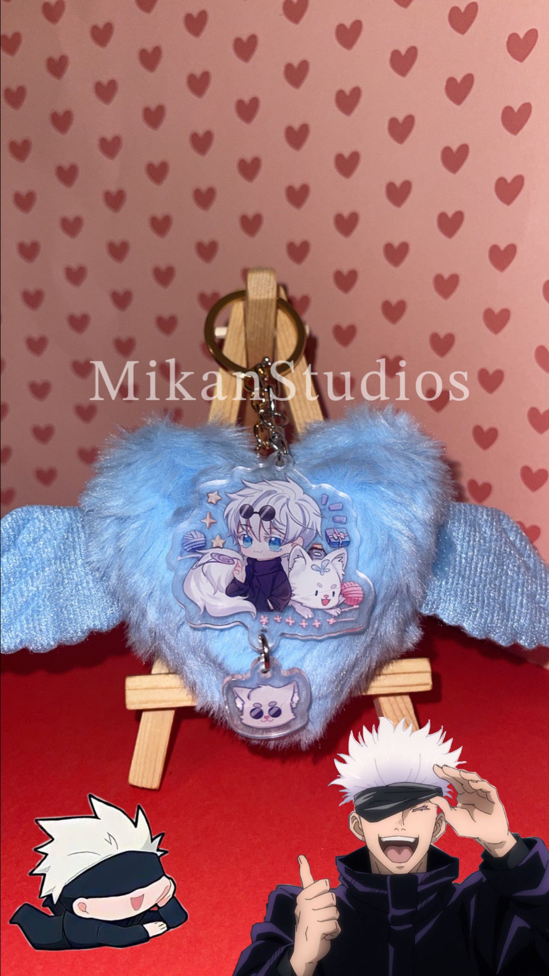 JJK Character Heart Pom Pom Keychains Etsy