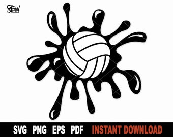 Voleibol salpicando agua SVG: Clipart vectorial deportivo (descarga digital)