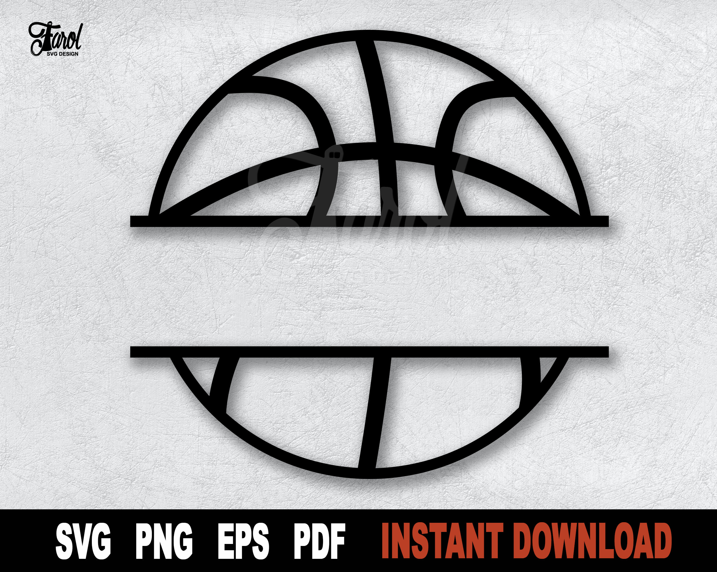 Basket-ball SVG, fichier coupe Svg monogramme fractionné, fichier svg contour de basket-ball pour Cricut, Silhouette, Clipart Sport - téléchargement numérique instantané