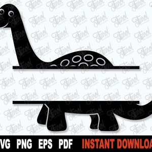 Dinosaurier SVG, Brontosaurus Split Monogramm SVG, Dinosaurier SVG-Datei für Cricut, schwarze Silhouette Clipart geschnitten Datei - sofortiger digitaler Download