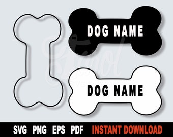 Hundben SVG-klippfil: Silhuettkontur Clipart (digital nedladdning)
