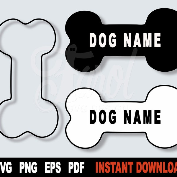 Dog Bone SVG Cut File,  Bone Silhouette Shape SVG File For Cricut, Bone Outline Vector Clipart - Instant Digital Download